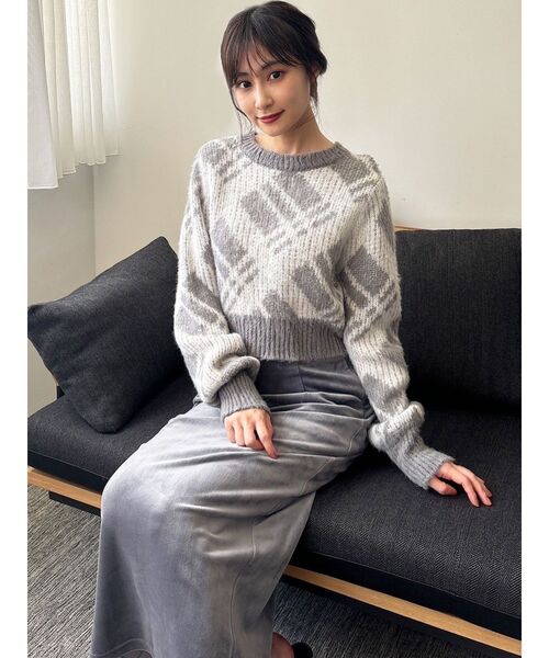 RESEXXY（リゼクシー）の「チェックシャギーニット（ニット/セーター・レディース・グレー/ブルー・FREE）」の13枚目の写真