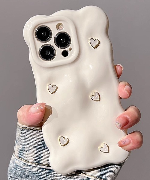 幸せのハート形ケース なみなみケース 立体ハート iPhoneカバー アイフォンケース