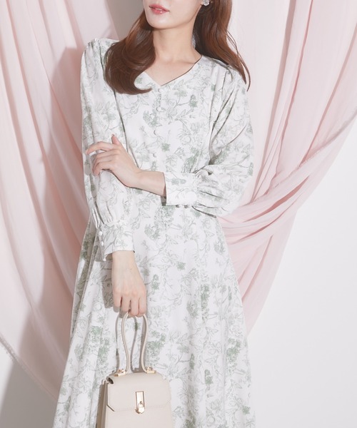 【★新品未使用】tocco closet♡フラワープリントワンピース ベルト付きシアーフラワープリントシャツワンピース
