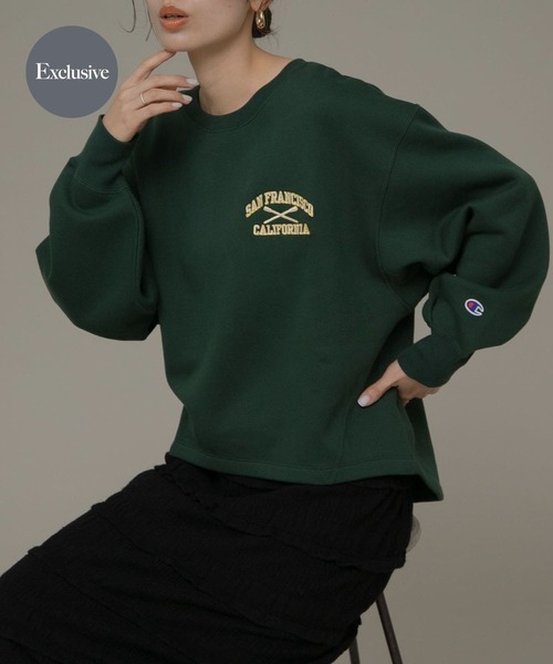 Champion(チャンピオン)の「『別注』Champion×Sonny Label 裏起毛ロゴスウェット(スウェット・レディース・スミクロ/オートミール/ネイビー/グリーン・FREE)」の4枚目の写真