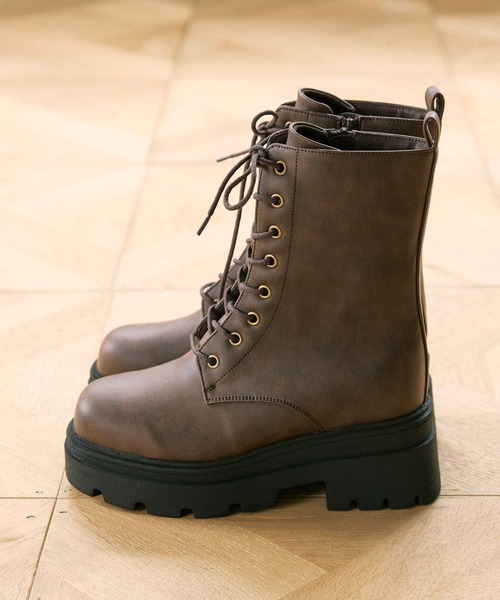 【OLIVE des OLIVE】レースアップショートブーツ OLIVE des OLIVE（オリーブデオリーブ）の「レースアップ