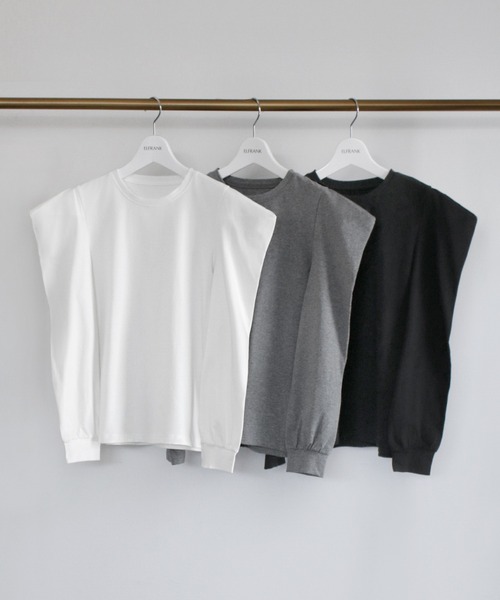 パワーショルダークルーネックプルオーバー【洗える】（Tシャツ