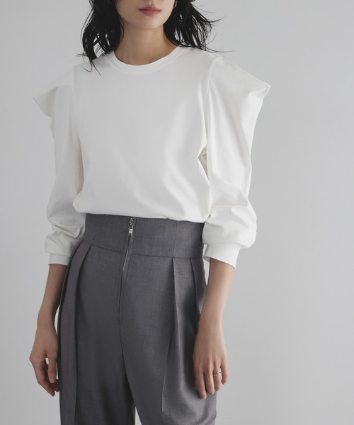 tシャツ パワーショルダービジュープルオーバー レディース パワーショルダービジュープルオーバー(F オフホワイト): AND