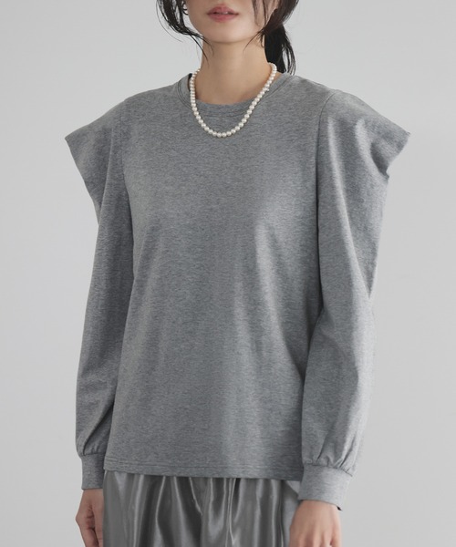 tシャツ パワーショルダーサテンプルオーバー レディース AVIE tシャツ パワーショルダーサテンプルオーバー レディース