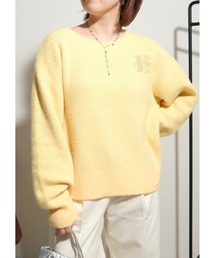 フェザーヤーンブローチロゴニット