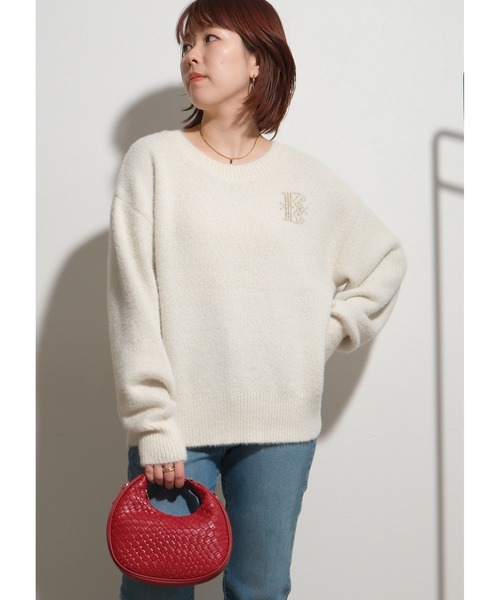 フェザーヤーンブローチロゴニット Palm Riche│Eimee Law & LHELBIE