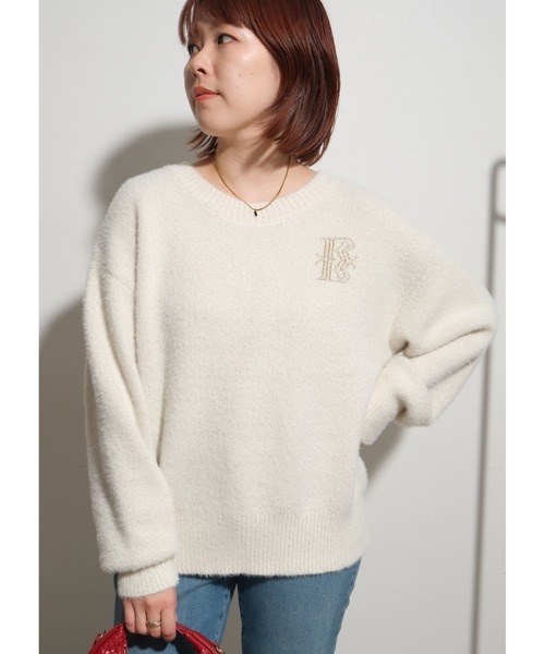 フェザーヤーンブローチロゴニット Palm Riche│Eimee Law & LHELBIE