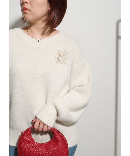 フェザーヤーンブローチロゴニット Palm Riche│Eimee Law & LHELBIE