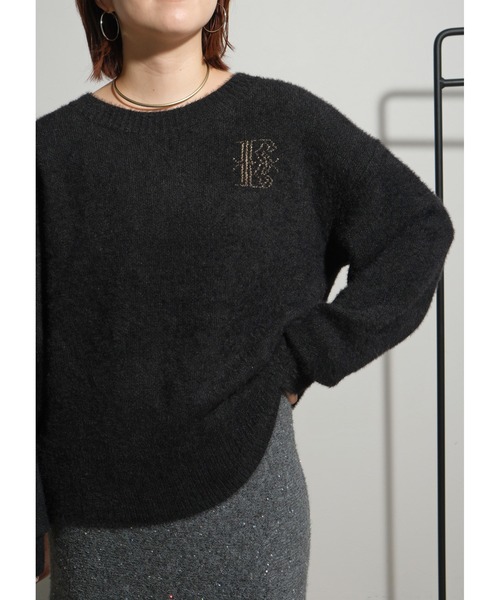 フェザーヤーンブローチロゴニット Palm Riche│Eimee Law & LHELBIE