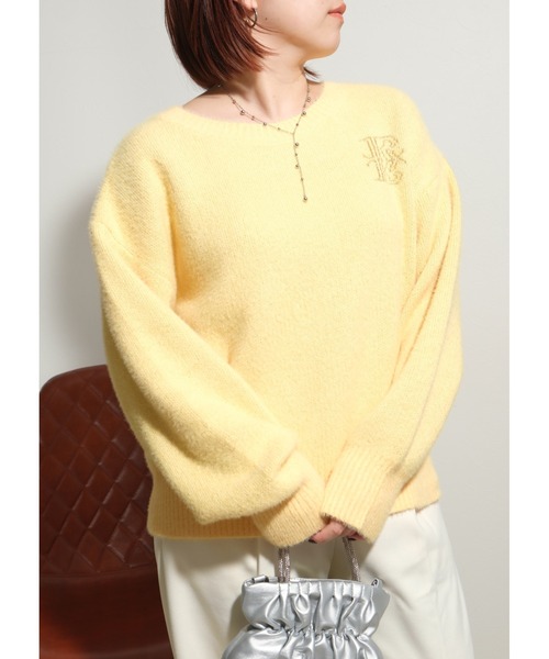 palm RICHE(ポームリシュ)の「フェザーヤーンブローチロゴニット(ニット/セーター・レディース・ブラック/ホワイト/イエロー・M)」の22枚目の写真