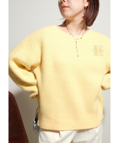 palm RICHE(ポームリシュ)の「フェザーヤーンブローチロゴニット(ニット/セーター・レディース・ブラック/ホワイト/イエロー・M)」の14枚目の写真