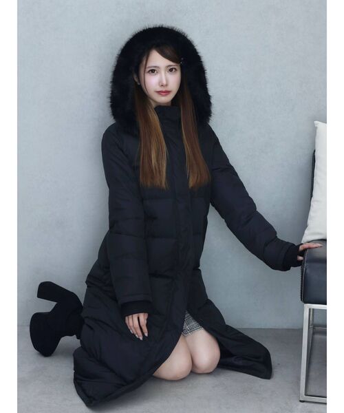 EATME（イートミー）の「フードダウンコート（ダウンジャケット/コート・レディース・アイボリー/ブラック・FREE）」の3枚目の写真