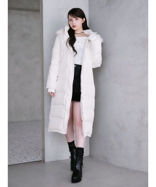 EATME（イートミー）の「フードダウンコート（ダウンジャケット/コート・レディース・アイボリー/ブラック・FREE）」の7枚目の写真