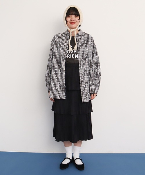 I am I in fact...（アイアムアイインファクト）の「Tiered pleats strap スカート（スカート・レディース・ブラック・FREE）」の12枚目の写真