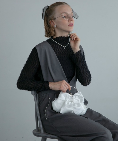 BONLECILL noir（ボンルシールノワール）の「【BONLECILL noir】レースハイネックシアーインナー／プルオーバー（シャツ/ブラウス・レディース・アイボリー/ブラック・FREE）」の20枚目の写真