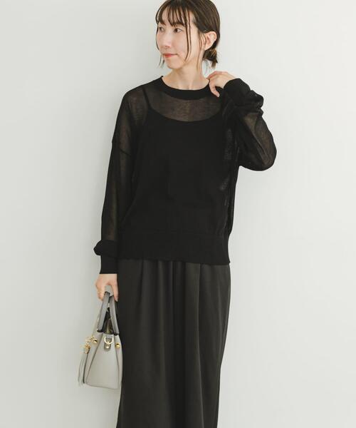 ITEMS URBANRESEARCH（アイテムズ アーバンリサーチ）の「シアーニット×イージーパンツセット（ニット/セーター・レディース・ホワイト系その他/ブラック系その他・FREE）」の3枚目の写真