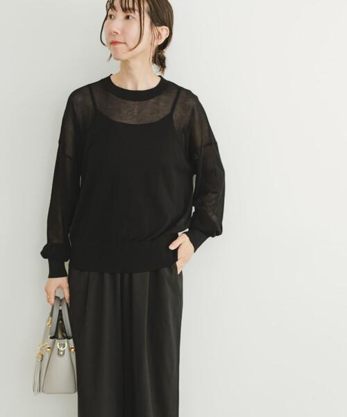 ITEMS URBANRESEARCH（アイテムズ アーバンリサーチ）の「シアーニット×イージーパンツセット（ニット/セーター・レディース・ホワイト系その他/ブラック系その他・FREE）」の4枚目の写真