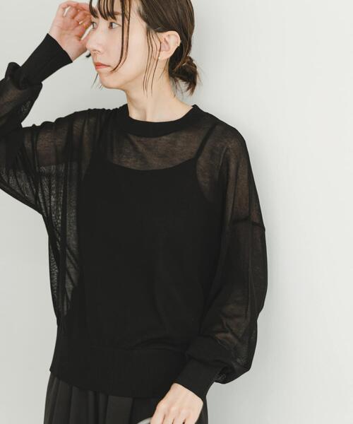 ITEMS URBANRESEARCH（アイテムズ アーバンリサーチ）の「シアーニット×イージーパンツセット（ニット/セーター・レディース・ホワイト系その他/ブラック系その他・FREE）」の5枚目の写真