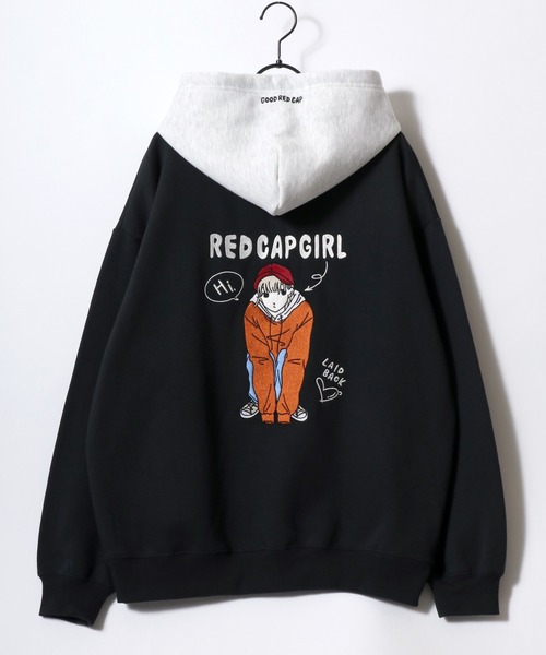 Red Cap Girl（レッドキャプガール）の「Red Cap Girl/レッドキャップガール オーバーサイズ 裏起毛 バックプリント ロゴ ワンポイント刺繍 スウェット パーカー フーディー/レディース メンズ（パーカー・レディース・オートミール/アッシュグレー/ダークグレー・L/M）」の10枚目の写真