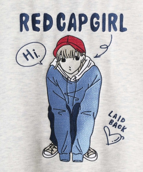 Red Cap Girl（レッドキャプガール）の「Red Cap Girl/レッドキャップガール オーバーサイズ 裏起毛 バックプリント ロゴ ワンポイント刺繍 スウェット パーカー フーディー/レディース メンズ（パーカー・レディース・オートミール/アッシュグレー/ダークグレー・L/M）」の20枚目の写真