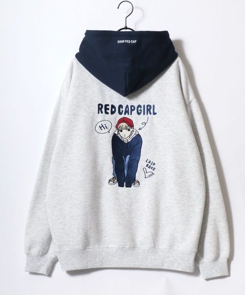 Red Cap Girl（レッドキャプガール）の「Red Cap Girl/レッドキャップガール オーバーサイズ 裏起毛 バックプリント ロゴ ワンポイント刺繍 スウェット パーカー フーディー/レディース メンズ（パーカー・レディース・オートミール/アッシュグレー/ダークグレー・L/M）」の8枚目の写真