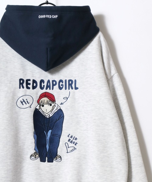 Red Cap Girl（レッドキャプガール）の「Red Cap Girl/レッドキャップガール オーバーサイズ 裏起毛 バックプリント ロゴ ワンポイント刺繍 スウェット パーカー フーディー/レディース メンズ（パーカー・レディース・オートミール/アッシュグレー/ダークグレー・L/M）」の21枚目の写真