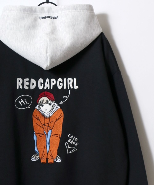 Red Cap Girl（レッドキャプガール）の「Red Cap Girl/レッドキャップガール オーバーサイズ 裏起毛 バックプリント ロゴ ワンポイント刺繍 スウェット パーカー フーディー/レディース メンズ（パーカー・レディース・オートミール/アッシュグレー/ダークグレー・L/M）」の22枚目の写真