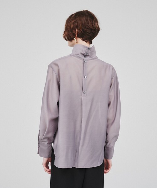 cloenc(クロエンス)の「◆【春セール/通勤/手洗い可】ハイネックシアーブラウス(シャツ/ブラウス・レディース・グレー/ブラック・02)」の5枚目の写真