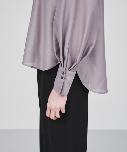 cloenc(クロエンス)の「◆【春セール/通勤/手洗い可】ハイネックシアーブラウス(シャツ/ブラウス・レディース・グレー/ブラック・02)」の6枚目の写真