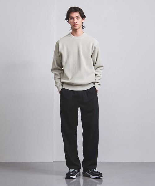 ミドルゲージ アゼ クルーネックニット -ウォッシャブル-