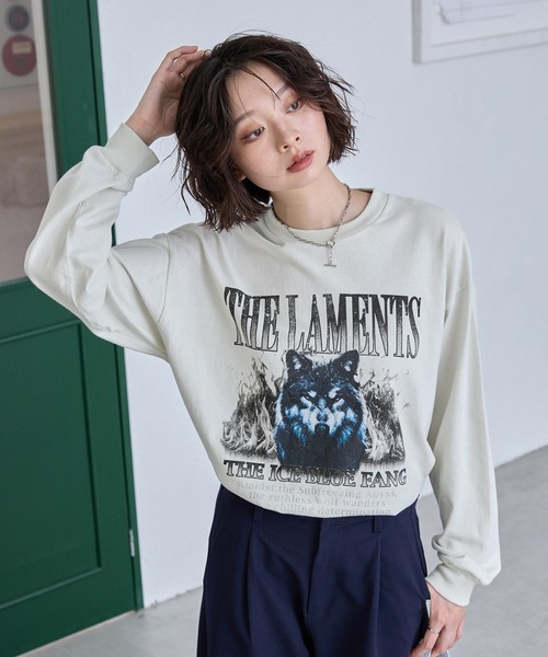 MONO-MART(モノマート)の「ヴィンテージライクプリントピグメント加工オーバーサイズTシャツ(Tシャツ/カットソー・メンズ・ブラック系/ホワイト系/オフホワイト/ブラック/ダークブラウン・L/M)」の3枚目の写真