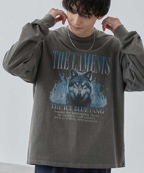 MONO-MART(モノマート)の「ヴィンテージライクプリントピグメント加工オーバーサイズTシャツ(Tシャツ/カットソー・メンズ・ブラック系/ホワイト系/オフホワイト/ブラック/ダークブラウン・L/M)」の4枚目の写真