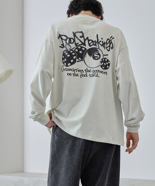 MONO-MART(モノマート)の「ヴィンテージライクプリントピグメント加工オーバーサイズTシャツ(Tシャツ/カットソー・メンズ・ブラック系/ホワイト系/オフホワイト/ブラック/ダークブラウン・L/M)」の2枚目の写真