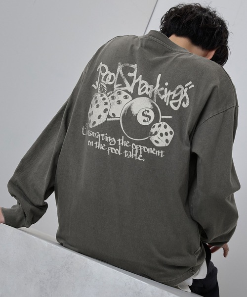 MONO-MART(モノマート)の「ヴィンテージライクプリントピグメント加工オーバーサイズTシャツ(Tシャツ/カットソー・メンズ・ブラック系/ホワイト系/オフホワイト/ブラック/ダークブラウン・L/M)」の1枚目の写真