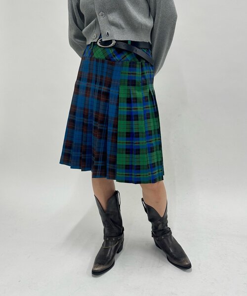 WHO'S WHO gallery(フーズフーギャラリー)の「ミックスチェックミディプリーツスカート(スカート・レディース・ブルー/ブラウン・FREE)」の13枚目の写真