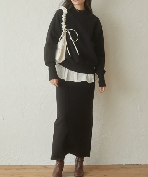 ACYM（アシーム）の「Sweat like knit トップス（スウェット・レディース・グレー/ブラック・FREE）」の15枚目の写真