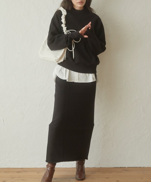 ACYM（アシーム）の「Sweat like knit トップス（スウェット・レディース・グレー/ブラック・FREE）」の6枚目の写真