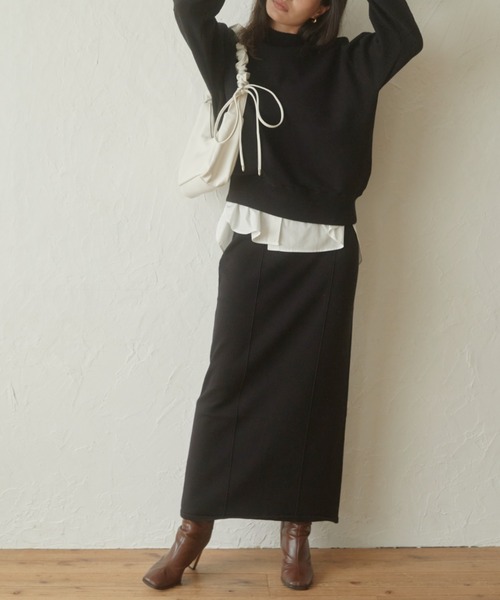 ACYM（アシーム）の「Sweat like knit トップス（スウェット・レディース・グレー/ブラック・FREE）」の14枚目の写真