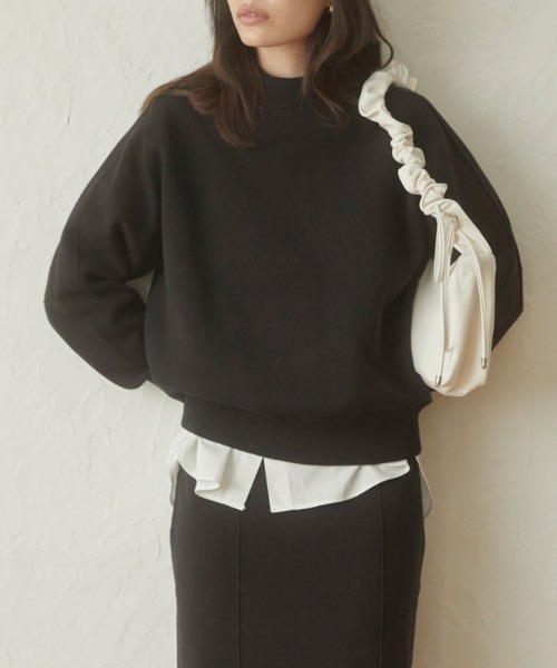 ACYM（アシーム）の「Sweat like knit トップス（スウェット・レディース・グレー/ブラック・FREE）」の3枚目の写真