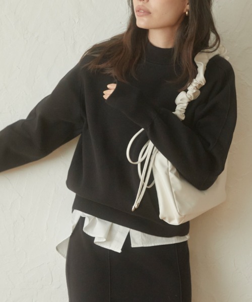 ACYM（アシーム）の「Sweat like knit トップス（スウェット・レディース・グレー/ブラック・FREE）」の4枚目の写真