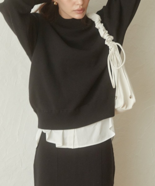 ACYM（アシーム）の「Sweat like knit トップス（スウェット・レディース・グレー/ブラック・FREE）」の5枚目の写真