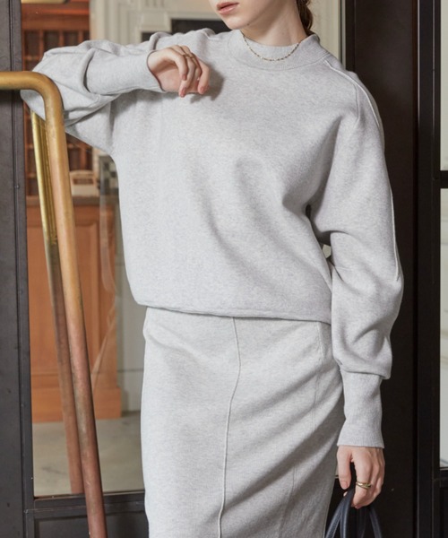 ACYM（アシーム）の「Sweat like knit トップス（スウェット・レディース・グレー/ブラック・FREE）」の9枚目の写真