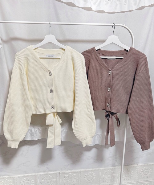 INTER FACTORY（インターファクトリー）の「coco - ビジューニットカーディガン made in INTER FACTORY（カーディガン/ボレロ・レディース・モカ/アイボリー・FREE）」の10枚目の写真
