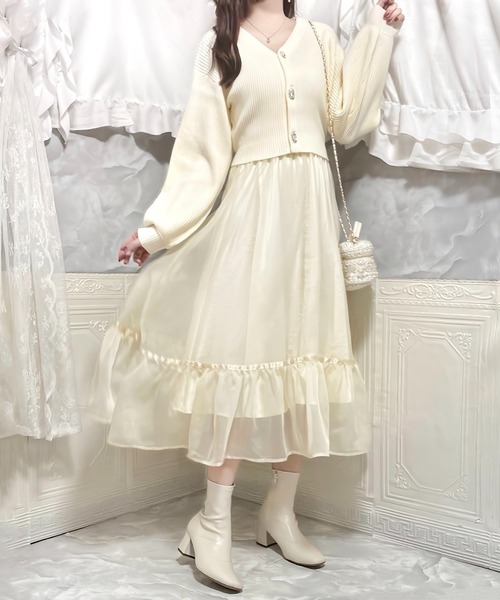 INTER FACTORY（インターファクトリー）の「coco - ビジューニットカーディガン made in INTER FACTORY（カーディガン/ボレロ・レディース・モカ/アイボリー・FREE）」の21枚目の写真