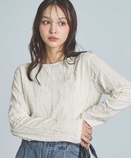 INGNI(イング)の「【WEB限定】フリンジトップス(Tシャツ/カットソー・レディース・ブルー/アイボリー/ブラック・M)」の2枚目の写真