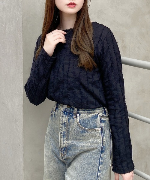 INGNI(イング)の「【WEB限定】フリンジトップス(Tシャツ/カットソー・レディース・ブルー/アイボリー/ブラック・M)」の13枚目の写真