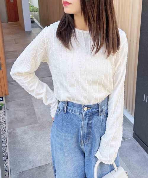 INGNI(イング)の「【WEB限定】フリンジトップス(Tシャツ/カットソー・レディース・ブルー/アイボリー/ブラック・M)」の6枚目の写真