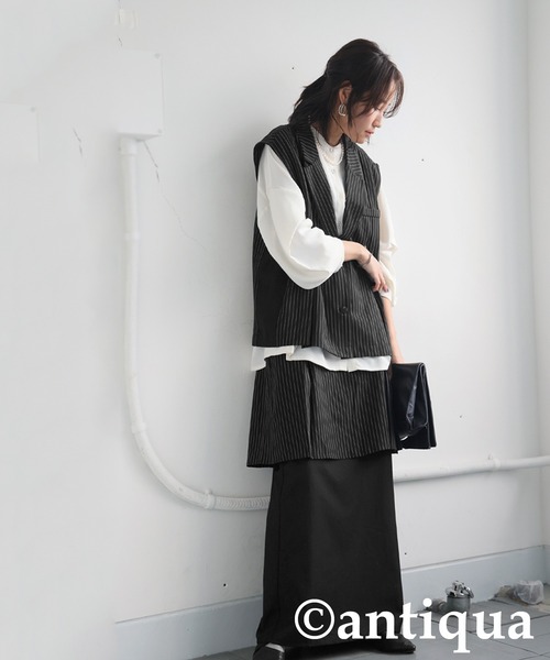 antiqua(アンティカ)の「レイヤード風スカート(スカート・レディース・ブラック・P/R)」の4枚目の写真