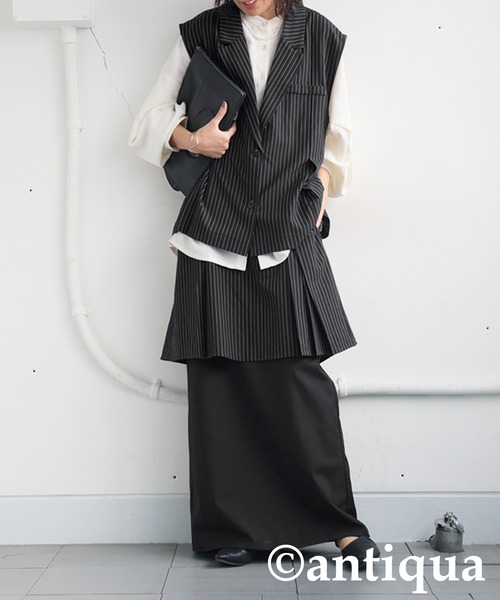 antiqua(アンティカ)の「レイヤード風スカート(スカート・レディース・ブラック・P/R)」の5枚目の写真