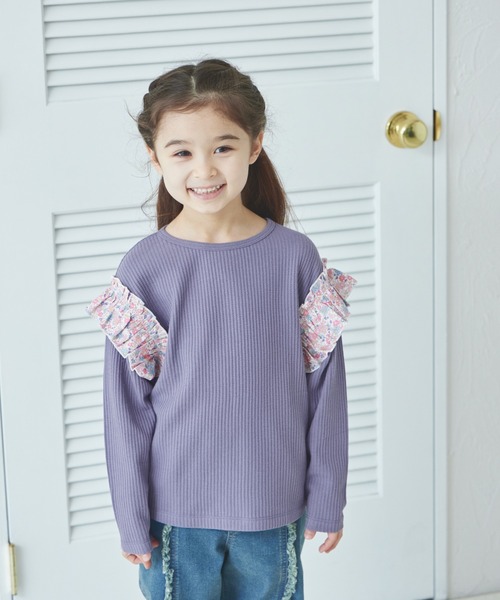 pairmanon（ペアマノン）の「【軽ふわっふる】 ワッフル 袖フリル アソート 長袖Tシャツ（Tシャツ/カットソー・キッズ・ブラック/ブラック系その他2/パープル系その他/ホワイト系その他/ブラック系その他/ホワイト系その他2/ホワイト系その他4/グリーン系その他/ベージュ/ピンク/ブラウン/アイボリー/ピンク系その他/オレンジ系その他・90/120/150/100/110/130/140）」の12枚目の写真